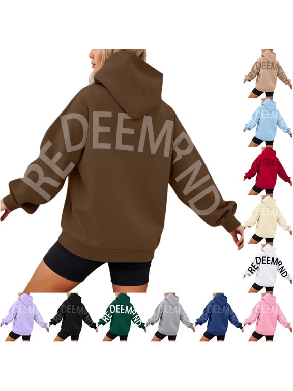 Women's Hoodie Letter Graphic Back Print Oversized Long Sleeve Pullover Hoodie Streetwear Loungewear Top