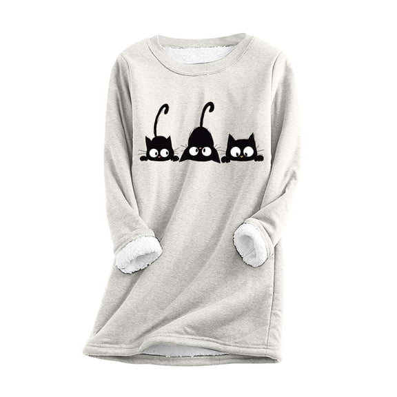 Women's Hoodie Long Sleeve Pullover Casual Loose Fit Round Neck Letter Print Thermal Underwear Top Comfortable Warm