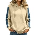 thumbnail image 1 of Women's Hoodie Long Sleeve Pullover Tops Drawstring Hooded Sweatshirt Denim Splicing Raglan Sleeve with Front Kangaroo Pocket Ribbed Cuffs Yellow 3XL, 1 of 7