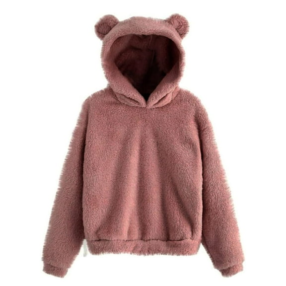 Women's Hoodie Long Sleeve Warm Hoodie Winter Fleece Plush Sweatshirt Hooded Jacket