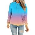 thumbnail image 1 of Women's Hoodie Long Sleeves Cute Casual Drawstring Sweatshirt Loose Lightweight Pullover Sweatshirts Light Blue M, 1 of 1