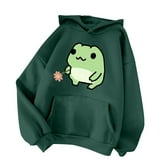 Women's Hoodie Oversize Cute Cartoon Frog Letter Print Hooded With ...