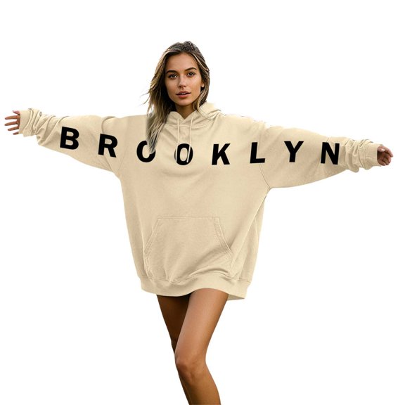 Women's Hoodie Oversize Letter Print Long Sleeved Embrace Couple Matching Hooded Pullover Sweaters