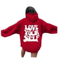 thumbnail image 1 of Women's Hoodie Oversize Love Yourself Letter Print Hooded Preppy Long Sleeve With Pocket 2025 Fall Trendy Outfits Red, 1 of 5