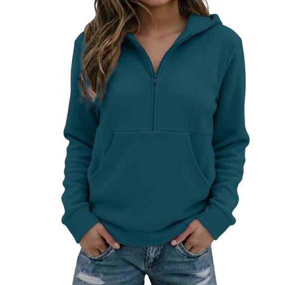 Women's Hoodie Oversized Half Zip Hoodie â Long Sleeves Trendy Pullover with Hood, Cozy Casual Athletic Top for Fall Winter Fashion Outerwear Comfort