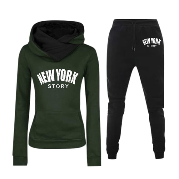 Women’s Hoodie And Pants Set With NY Print Long Sleeve Sportswear Tracksuit For Casual Wear And Exercise Formal Short Jacket Womens Jumpsuit for Wedding Guest Women Work Suit Set Two Piece for Women