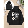 thumbnail image 1 of Women's Hoodie - Religious Inspirational "Good News Jesus Loves You" Floral Daisy Print Sweatshirt in Gray/White, Cozy Fall Winter Pullover Hoodie for Everyday Christian Faith Expression, 1 of 6