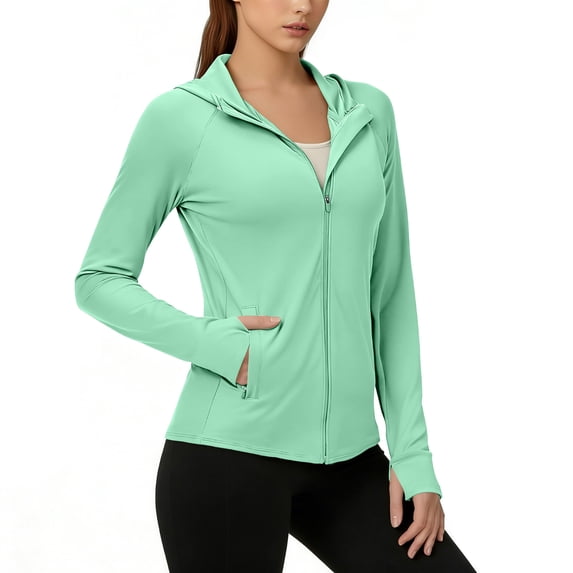Women's Hoodie Sun Protection Hooded T-Shirt Quick Dry Summer UPF 50+ UV Protection Jacket Zip Pocket