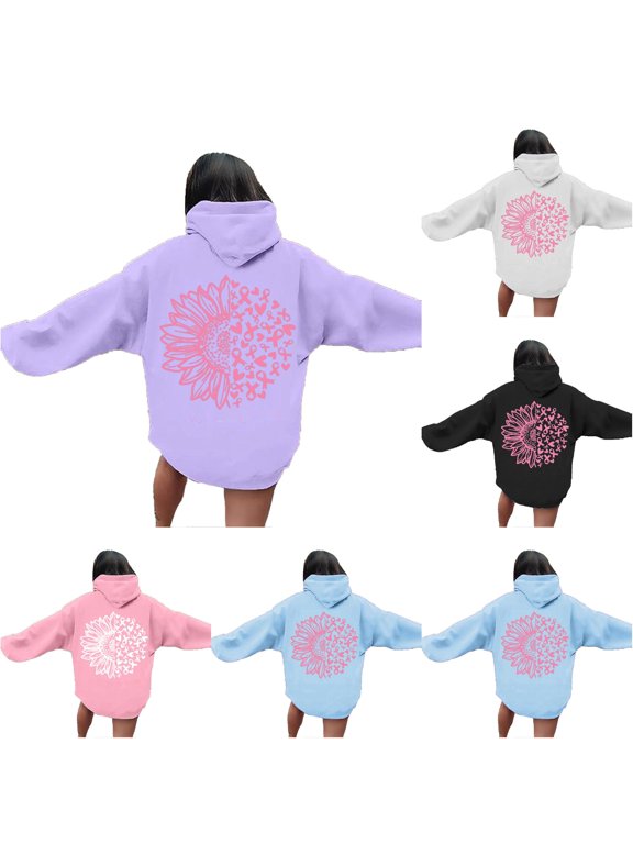 Women's Hoodie Sunflower Bow Graphic Hooded Long Sleeve Pullover Casual Streetwear Top