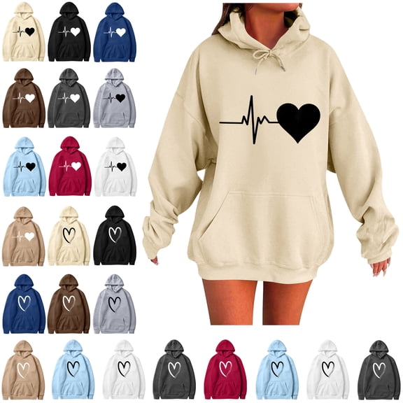 Women's Hoodie Sweatshirt Fall Fashion Casual Long Sleeve Loose Solid Color Hoodies Comfy Trendy Pullover Tops with Pockets Beige#01 L