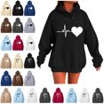 thumbnail image 1 of Women's Hoodie Sweatshirt Fall Fashion Casual Long Sleeve Loose Solid Color Hoodies Comfy Trendy Pullover Tops with Pockets Black#01 XXL, 1 of 5