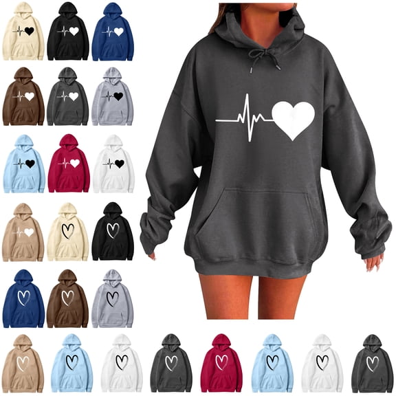 Women's Hoodie Sweatshirt Fall Fashion Casual Long Sleeve Loose Solid Color Hoodies Comfy Trendy Pullover Tops with Pockets Dark Gray#01 L