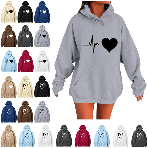 Women's Hoodie Sweatshirt Fall Fashion Casual Long Sleeve Loose Solid Color Hoodies Comfy Trendy Pullover Tops with Pockets Gray#01 L