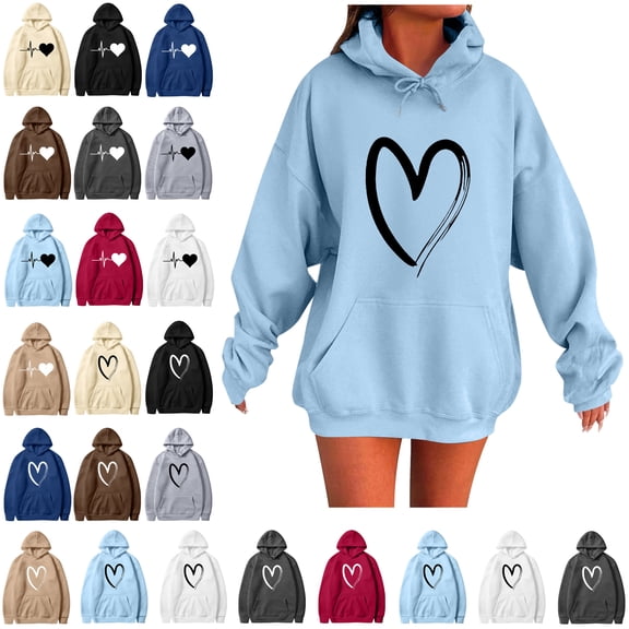 Women's Hoodie Sweatshirt Fall Fashion Casual Long Sleeve Loose Solid Color Hoodies Comfy Trendy Pullover Tops with Pockets Light Blue S