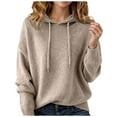 thumbnail image 1 of Women's Hoodie Warm Sweatshirt Loose Hooded Oversized Sweater Color:Beige Size:XXL, 1 of 4