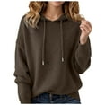 thumbnail image 1 of Women's Hoodie Warm Sweatshirt Loose Hooded Oversized Sweater Color:Coffee Size:XXXL, 1 of 4