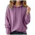 thumbnail image 1 of Women's Hoodie Warm Sweatshirt Loose Hooded Oversized Sweater Color:Purple Size:XXXL, 1 of 4