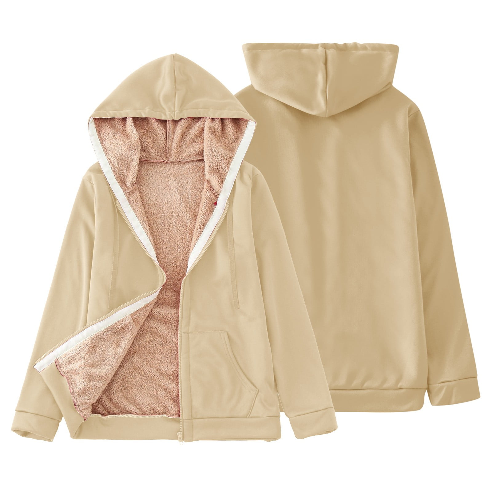 Women's Hoodie With Zip Jacket Warm Basic Hooded Jacket Causal