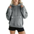 thumbnail image 1 of Women's Hoodie Pocket, Sweatshirts Plus Size Button Hoodies, Long Sleeve Pocket Casual Pullover Tops Hoodied Dark Gray,Women's Plus L, 1 of 8