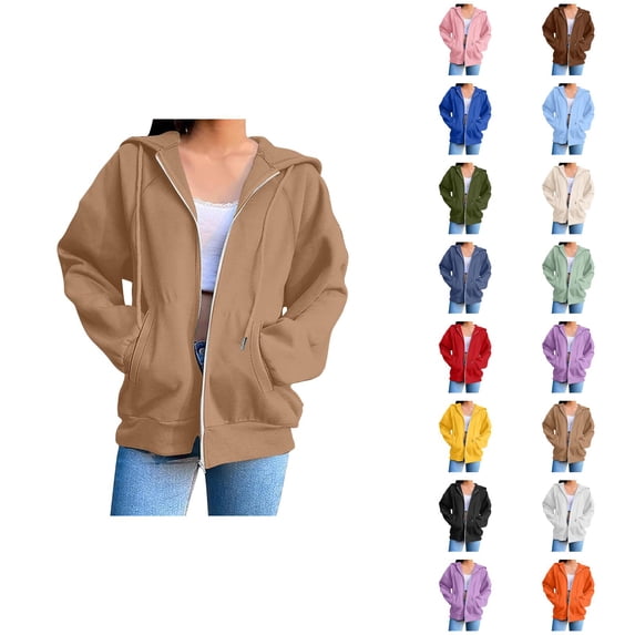 Women's Hoodie with Pockets Long Sleeve Casual Cardigan Sweatshirt Hoodie Cardigan Coat