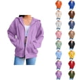 thumbnail image 1 of Women's Hoodie with Pockets Long Sleeve Casual Cardigan Sweatshirt Jacket Outerwear, 1 of 7