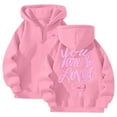 thumbnail image 1 of Women's Hoodies Bowknot Letter Print Quarter Zip Up Loose Hooded Sweatshirts Long Sleeve Soft Casual Pullover Sweater, 1 of 4