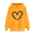 thumbnail image 1 of Women's Hoodies Casual Heart Print Hooded Sweatshirt Fall Winter Drop Shoulder Sleeve Long Sleeve Sweatshirt Loose Pullover Sweatshirts Tops, 1 of 3