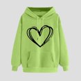 thumbnail image 1 of Women's Hoodies Casual Heart Print Hooded Sweatshirt Fall Winter Drop Shoulder Sleeve Long Sleeve Sweatshirt Loose Pullover Sweatshirts Tops, 1 of 3