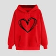 thumbnail image 1 of Women's Hoodies Casual Heart Print Hooded Sweatshirt Fall Winter Drop Shoulder Sleeve Long Sleeve Sweatshirt Loose Pullover Sweatshirts Tops, 1 of 3