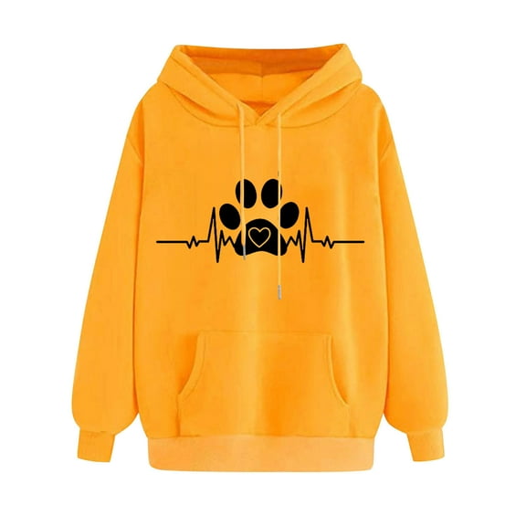 Women's Hoodies Casual Print Hooded Sweatshirt Fall Winter Drop Shoulder Sleeve Long Sleeve Sweatshirt Loose Pullover Sweatshirts Tops