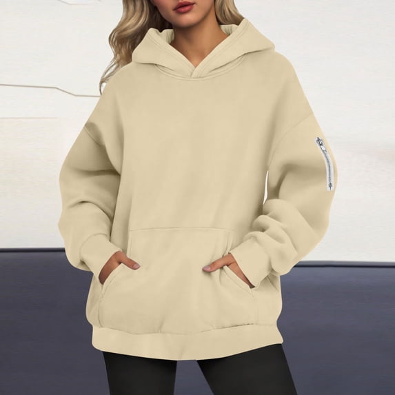 Women's Hoodies Casual Womens Jackets Long Loose Fit Tops Blouses Long Sleeves Crew Neck Casual Hoodies Fleeve Lined Tops Blouses Fall Winter Fashion Party Plus Size