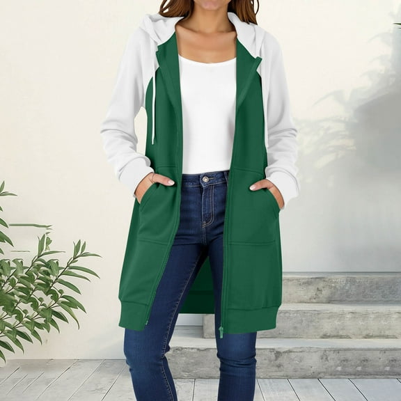 Women's Hoodies Casual Womens Jackets Long Loose Fit Tops Blouses Long Sleeves Side Pockets Casual Hoodies Fleeve Lined Tops Blouses Fall Winter Fashion Party Plus Size