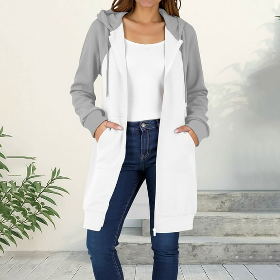 Women's Hoodies Casual Womens Jackets Long Loose Fit Tops Blouses Long Sleeves Side Pockets Casual Hoodies Fleeve Lined Tops Blouses Fall Winter Fashion Party Plus Size
