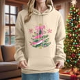 thumbnail image 1 of Women's Hoodies Christmas Tree Print Long Sleeves Pullover Hoodie Oversized Cozy Fall Winter Sweatshirt with Kangaroo Pocket, 1 of 4