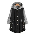 thumbnail image 1 of Women's Hoodies Coat Cat Ear Cap Plush Tops Fashion Colorblock Loose Plus Size Button Long Sleeve Stitching Pullover Sweaters, 1 of 4