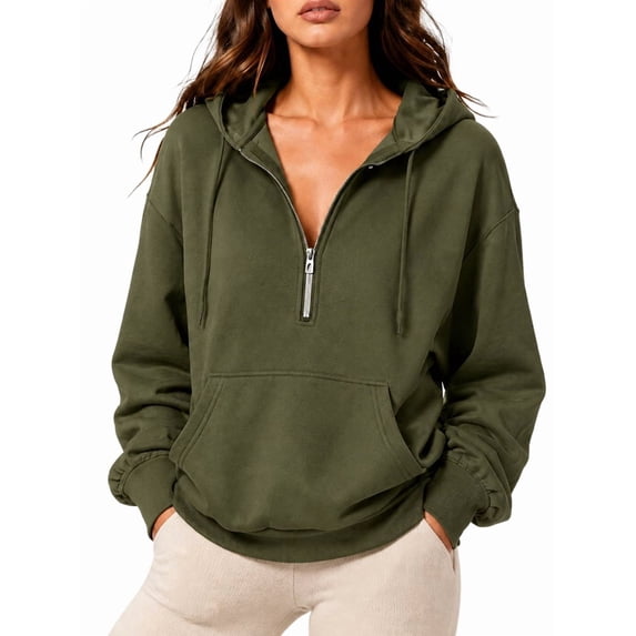 Women's Hoodies Fall Fashion Outfits Workout Sweatshirts Y2k Winter Zip Up Jackets Oversized Tops Green S