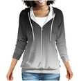 thumbnail image 1 of Women's Hoodies Fashion Gradient Color Womens Fleece Jackets Full Zip Up Darwstring Hoody Jackets Hooded Sweatshirt with Pockets Fall Winter Warm Hoodies Coats for Women black L, 1 of 7