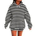 thumbnail image 1 of Women's Hoodies Fashion Stripe Printed Pullover Top Long Sleeve Hooded Sweatshirts Fall Jacket Outwears Loose Ladies Winter Hoodie Outfits with Pocket, 1 of 4