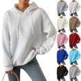 thumbnail image 1 of Women's Hoodies Long Sleeve Casual Solid Drawstring Hoodie Sweatshirts For Women Pullover, Jacquard Design Fall Winter Fashion with Soft Fabric for Cozy Wear,White,2XL, 1 of 9