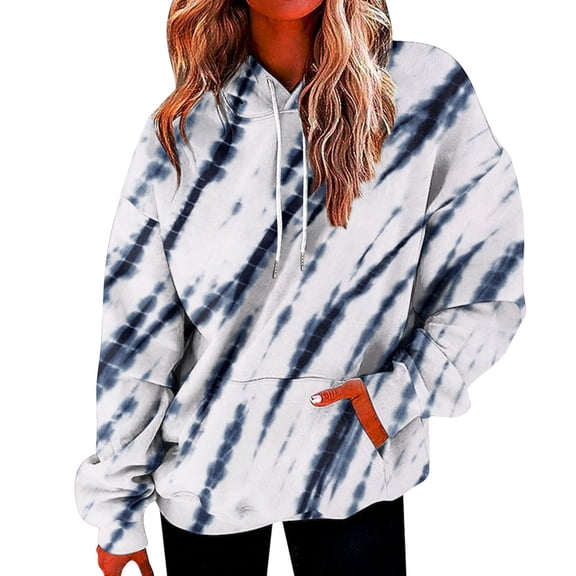 Women's Hoodies Oversized Fall Fashion Tie Dye Pullover Tops Drawstring Long Sleeve Loose Casual Pullover Sweatshirts