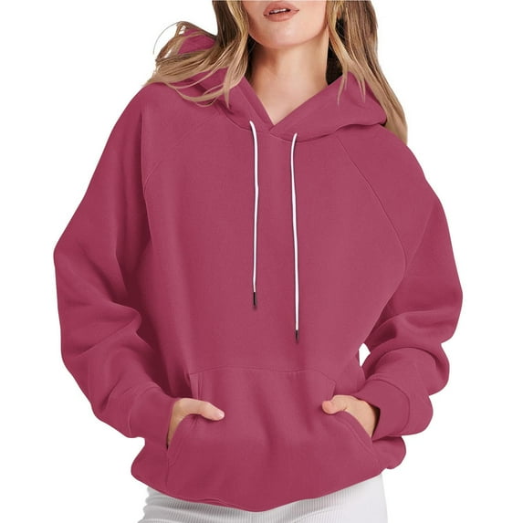 Women's Hoodies Oversized Hooded Sweatshirts Long Sleeve Comfy Outwears Casual Solid Color Basic Pullover Sweatshirt 2025 Fall Outfits Y2K Clothes