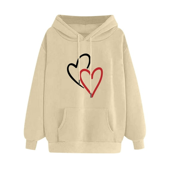 Women's Hoodies Pullover Graphic Funny Long Sleeve Sweatshirts Unisex Drawstring Winter Fashion Tops with Pocket(Beige,XL)