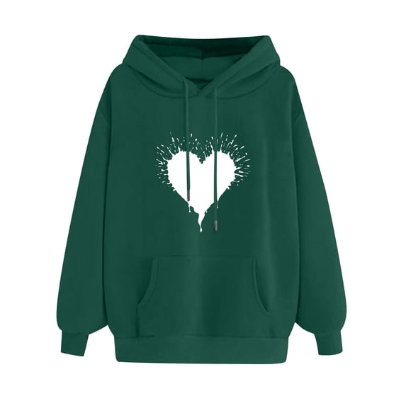 Women's Hoodies Pullover Graphic Funny Long Sleeve Sweatshirts Unisex Drawstring Winter Fashion Tops with Pocket(Green,M)