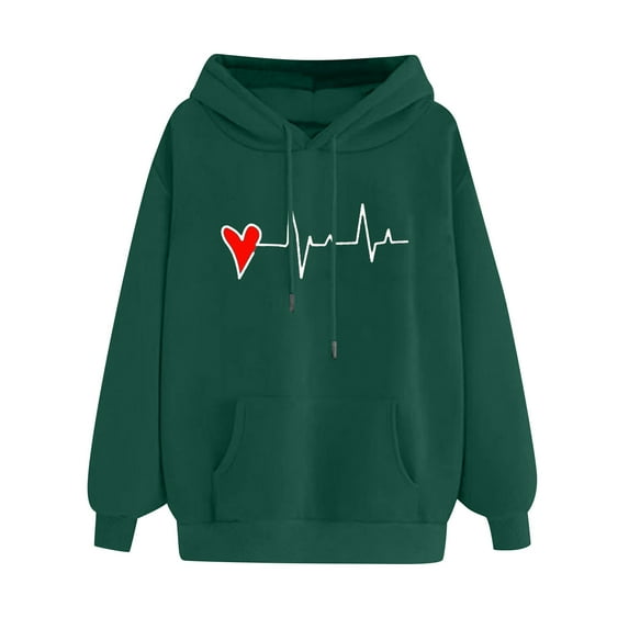 Women's Hoodies Pullover Graphic Funny Long Sleeve Sweatshirts Unisex Drawstring Winter Fashion Tops with Pocket(Green,S)