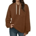 thumbnail image 1 of Women's Hoodies Pullover Vintage Streetwear Festival Graphic Women's Casual Knit Hoodie Long Sleeve Pullover Sweatshirt With Texture Front Pocket Loose Fit Comfortable Round Neck, 1 of 6