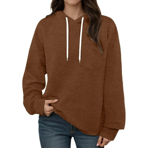 Women's Hoodies Pullover Vintage Streetwear Festival Graphic Women's Casual Knit Hoodie Long Sleeve Pullover Sweatshirt With Texture Front Pocket Loose Fit Comfortable Round Neck