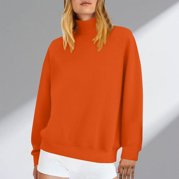 Women's Hoodies Solid Womens Sweatshirt Hoodies Fleece Lined Top Blouses Lightweight Crew Neck Long Sleeves Jackets Casual Outerwear Fall Winter Fashion Party Plus Size