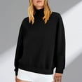 thumbnail image 1 of Women's Hoodies Solid Womens Sweatshirt Hoodies Fleece Lined Top Blouses Lightweight Crew Neck Long Sleeves Jackets Casual Outerwear Fall Winter Fashion Party Plus Size, 1 of 5