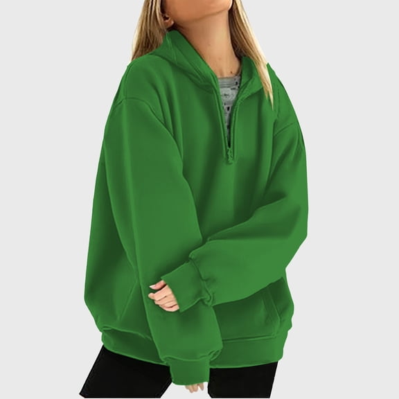Women's Hoodies & Sweatshirts Autumn And Winter Casual Japanese With A Half Zipper Long Sleeved Sweatshirt And Pullover,Green Women's Hoodies & Sweatshirts XXXL