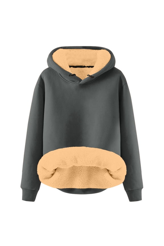 Women's Hoodies & Sweatshirts Autumn Winter Solid Color Velvet Hoodie for Ladies